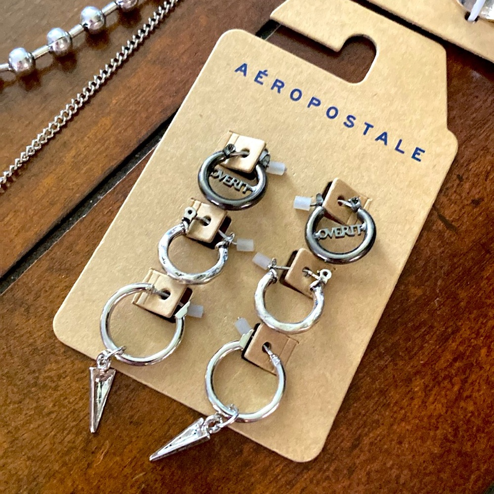 Aeropostale 5‎ Piece Jewelry Bundle #5 Angels, Silver & Rhinestones NWT 🐦‍⬛ - Picture 2 of 6
